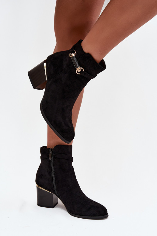 Moteriški aulinukai pašiltinti su kulniukais su dekoruotais kulnais juodos spalvos Galissa