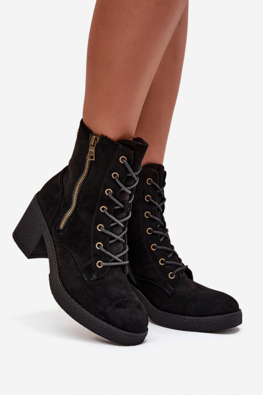 pašiltinti Moteriški aulinukai Su raišteliu ir užtrauktukaisami juodos spalvos Paressa