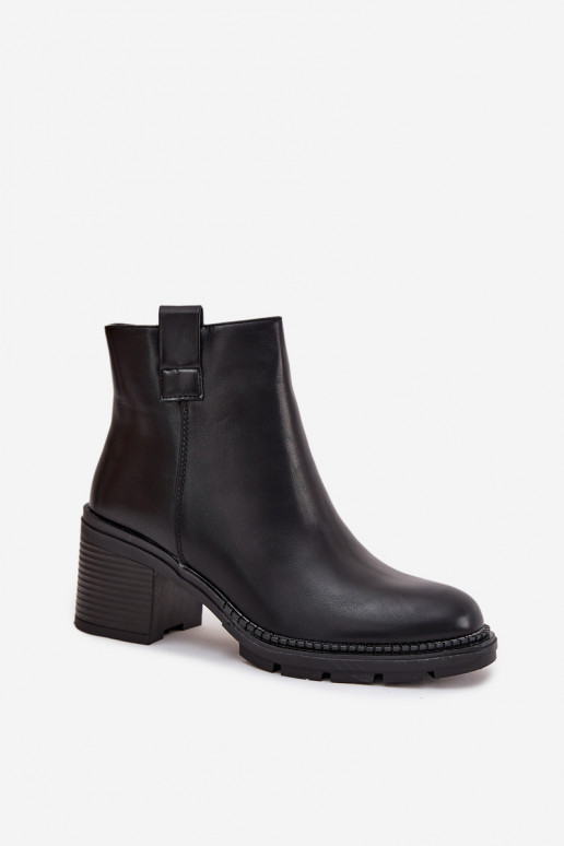 pašiltinti Moteriški aulinukai iš eko odos su kulniukais juodos spalvos Alvena