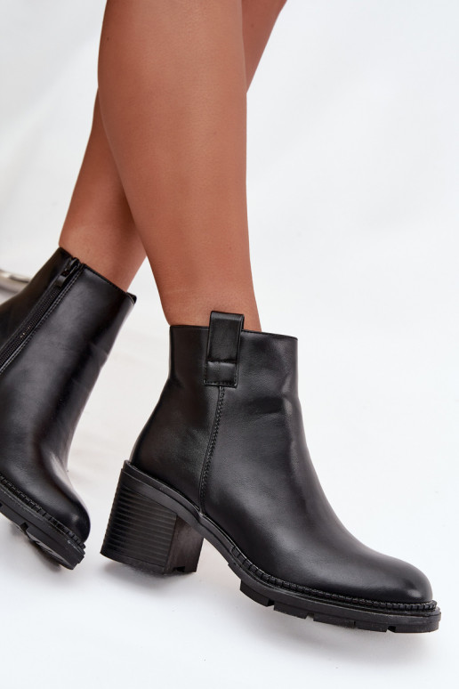 pašiltinti Moteriški aulinukai iš eko odos su kulniukais juodos spalvos Alvena