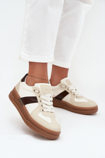 Sneakers modelio batai Moteriškas su platforma smėlio spalvos Galivina