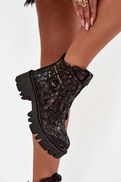 Oda Moteriški aulinukai su ornamentais pašiltinti Artiker 57C2084 Juodos ir-aukso spalvos