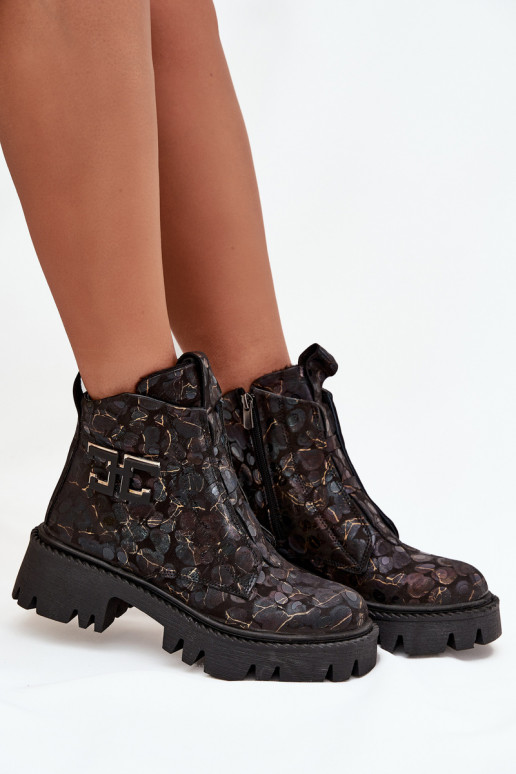 Oda Moteriški aulinukai su ornamentais pašiltinti Artiker 57C2084 Juodos ir-aukso spalvos