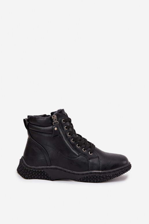 Moteriški aulinukai pašiltinti su kailiuku viduje iš eko odos juodos spalvos Ulverina