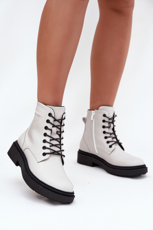 pašiltinti Moteriški aulinukaisuĮjungtaturalnej Skóry Sergio Leone BT25248-S baltos spalvos