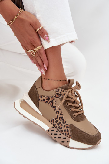Oda Sneakers modelio batai Moteriškas su platforma su leopardo kailio raštais Artiker 55C0089 rudos spalvos
