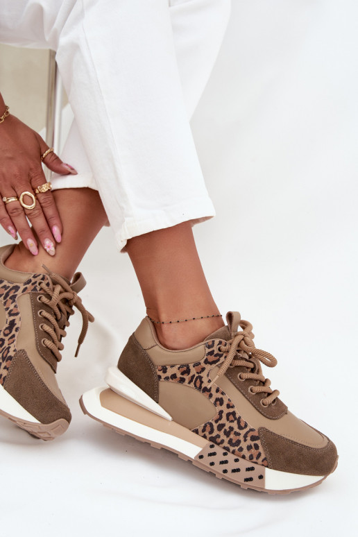 Oda Sneakers modelio batai Moteriškas su platforma su leopardo kailio raštais Artiker 55C0089 rudos spalvos