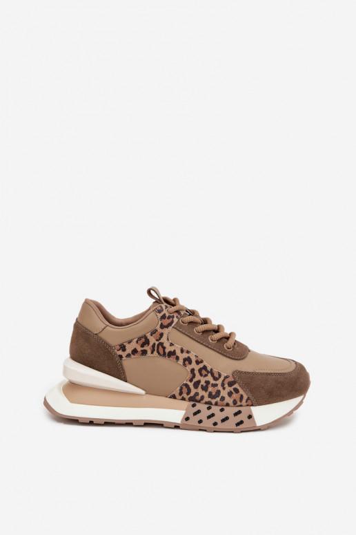 Oda Sneakers modelio batai Moteriškas su platforma su leopardo kailio raštais Artiker 55C0089 rudos spalvos