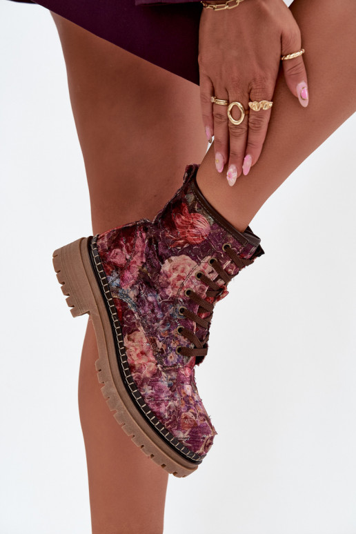 Raštuotas Moteriški aulinukai pašiltinti Artiker 57C1055 bordo spalvos