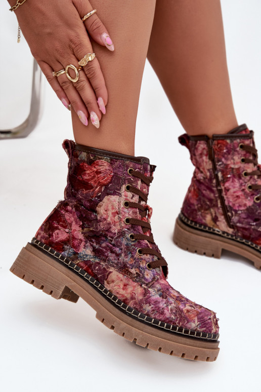 Raštuotas Moteriški aulinukai pašiltinti Artiker 57C1055 bordo spalvos