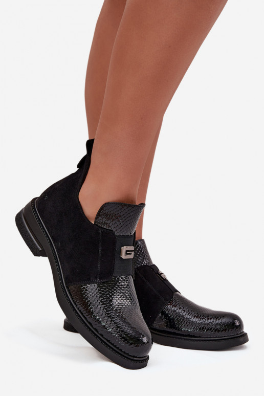 su lako efektu žemakulniai batai moterims su kulniukais pašiltinti Vinceza 58560 juodos spalvos