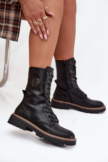 Darbiniai kulkšnies batai Moteriškas Su puošniais Detalem pašiltinti juodos spalvos Dorialine