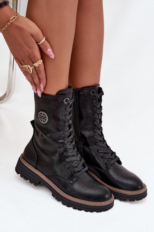 Darbiniai kulkšnies batai Moteriškas Su puošniais Detalem pašiltinti juodos spalvos Dorialine