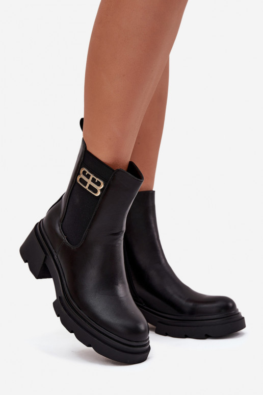 Juodos spalvos šilti moteriški aulinukai su auksinėmis detalėmis Serene Juodos spalvos šilti moteriški aulinukai su auksinėmis detalėmis Serene