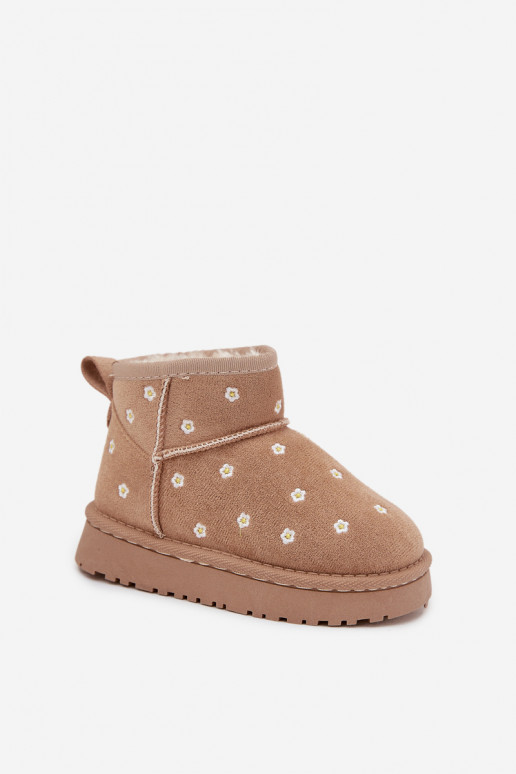 sniego batai Vaikiški Ozdobione su gėlių motyvaisuszkami smėlio spalvos Gracina