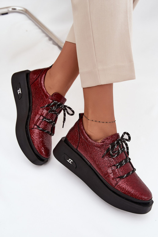 Lakuoti natūralios odos pusbačiai Moteriškas su platforma Artiker 57C2046 bordo spalvos