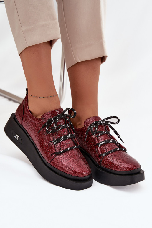 Lakuoti natūralios odos pusbačiai Moteriškas su platforma Artiker 57C2046 bordo spalvos