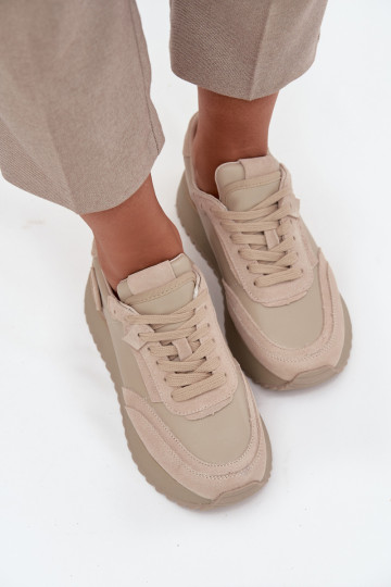 Oda Sneakers modelio batai Moteriškas su platforma Artiker 55C0021 smėlio spalvos