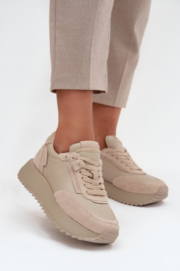 Oda Sneakers modelio batai Moteriškas su platforma Artiker 55C0021 smėlio spalvos 2