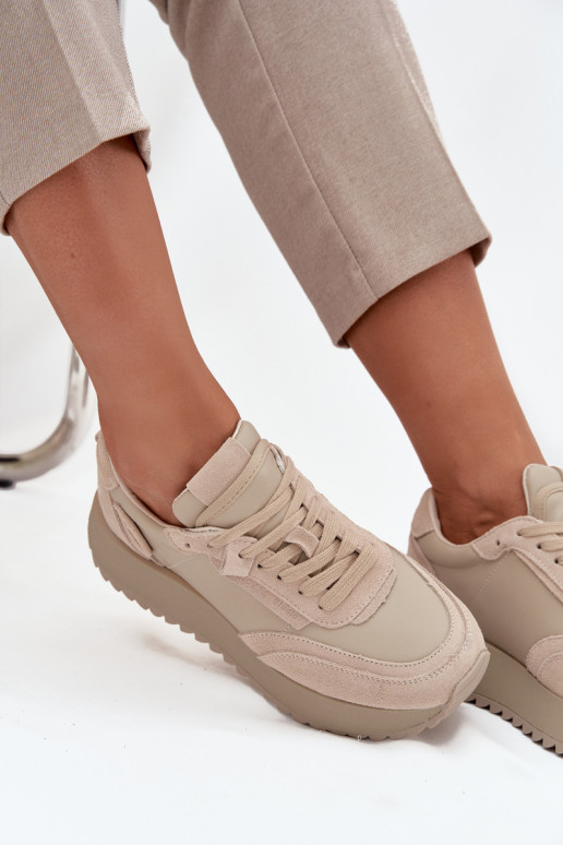 Oda Sneakers modelio batai Moteriškas su platforma Artiker 55C0021 smėlio spalvos