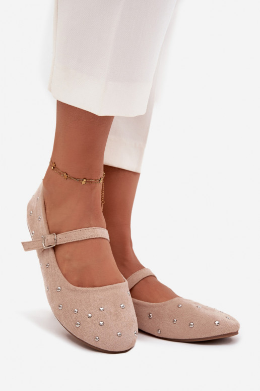 Dekoruotos moteriškos balerinukės su dirželiais rožinės spalvos Olivisse Dekoruotos moteriškos balerinukės su dirželiais rožinės spalvos Olivisse