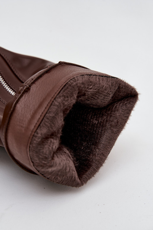 moteriški ilgaauliai bataisuINyĮiniętą CholeĮką su sagtimis I sidabro spalvosm Zamkiem pašiltinti rudos spalvos Bressa