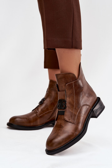 pašiltinti Oda Moteriški aulinukai Su puošniais Detalem rudos spalvos Briselda 2