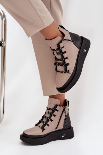 Oda Moteriški aulinukai su platforma pašiltinti Artiker 55C0884 smėlio spalvos