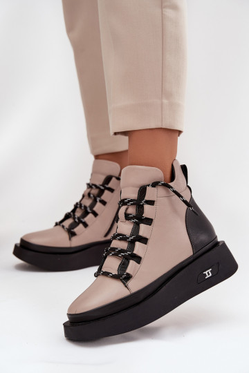 Oda Moteriški aulinukai su platforma pašiltinti Artiker 55C0884 smėlio spalvos 2