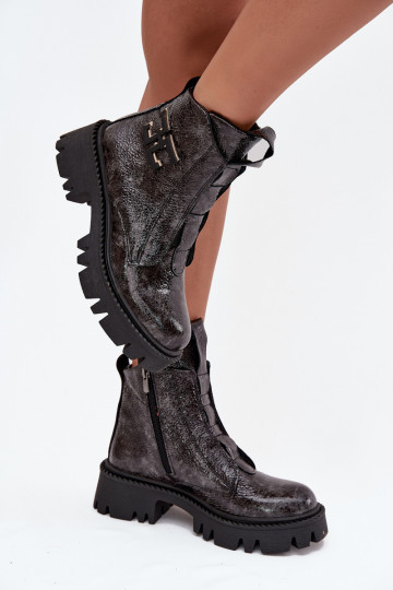 Oda su lako efektu Moteriški aulinukai su ornamentais pašiltinti Artiker 57C2081 pilkos spalvos