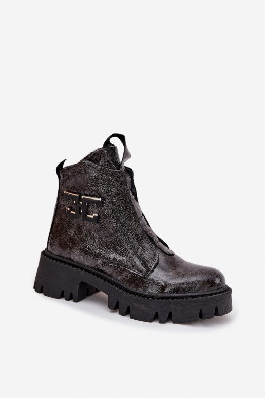 Oda su lako efektu Moteriški aulinukai su ornamentais pašiltinti Artiker 57C2081 pilkos spalvos