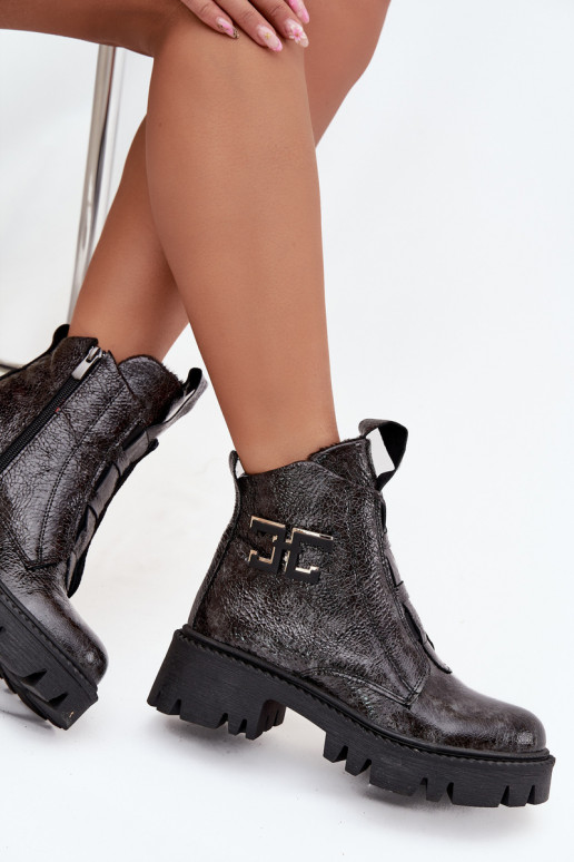 Oda su lako efektu Moteriški aulinukai su ornamentais pašiltinti Artiker 57C2081 pilkos spalvos