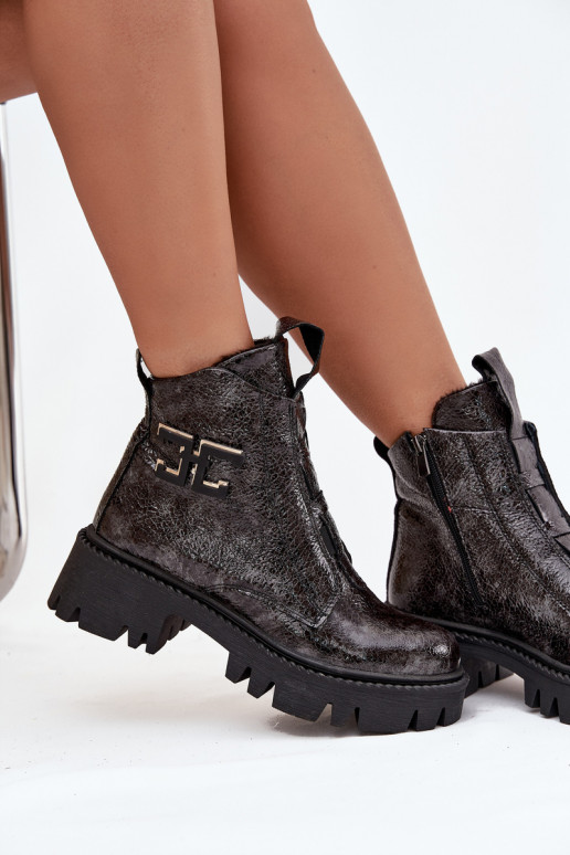 Oda su lako efektu Moteriški aulinukai su ornamentais pašiltinti Artiker 57C2081 pilkos spalvos