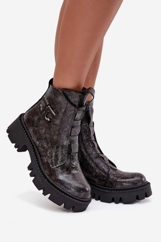 Oda su lako efektu Moteriški aulinukai su ornamentais pašiltinti Artiker 57C2081 pilkos spalvos