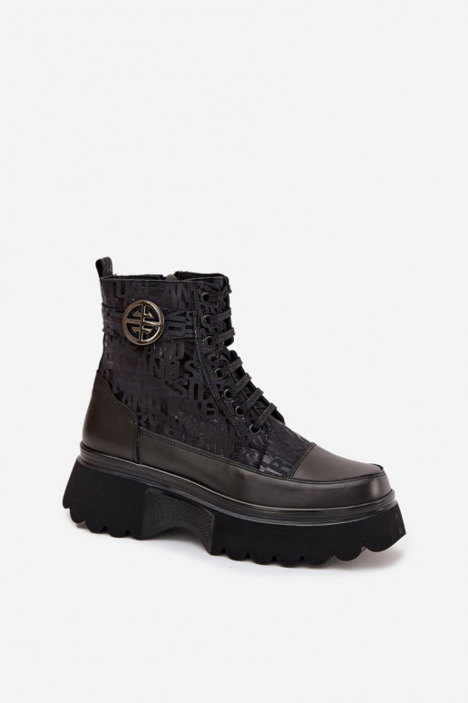 Oda Moteriški aulinukai su platforma su užrašais I Ozdobnym Detalem Artiker 57C2273 juodos spalvos