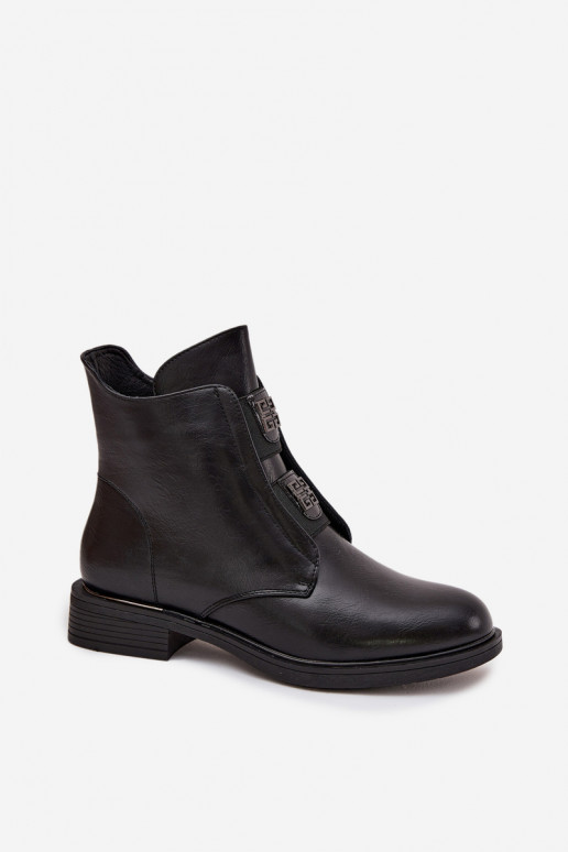 Moteriški aulinukai pašiltinti Ant žemo kulno su gražiomis detalėmis juodos spalvos Tavressa