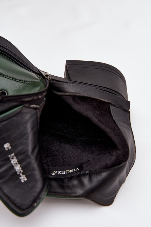 Moteriški natūralios odos aulinukai Klocke pašiltinti Vinceza 39950 chaki spalvos