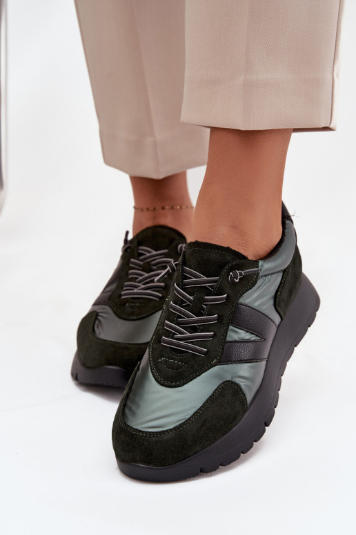 Sneakers modelio batai Moteriškas su platforma Vinceza 58561 chaki spalvos