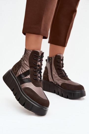 Moteriški aulinukai pašiltinti su platforma Vinceza 58562 rudos spalvos