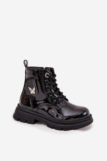 pašiltinti Aulinukai Vaikiški Į Pilį su lako efektu juodos spalvos Alverina