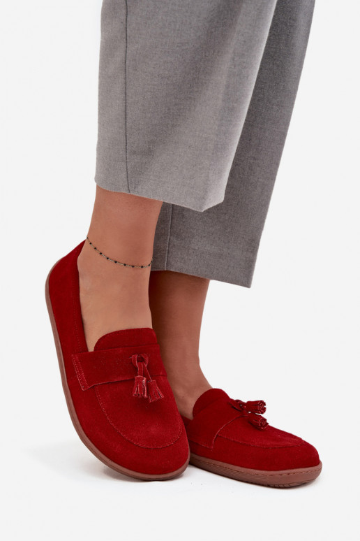 Oda Zomšiniai mokasinai Typu Barefoot Zazoo 322 raudonos spalvos