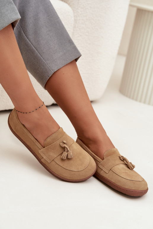 Oda Zomšiniai mokasinai Typu Barefoot Zazoo 322 smėlio spalvos