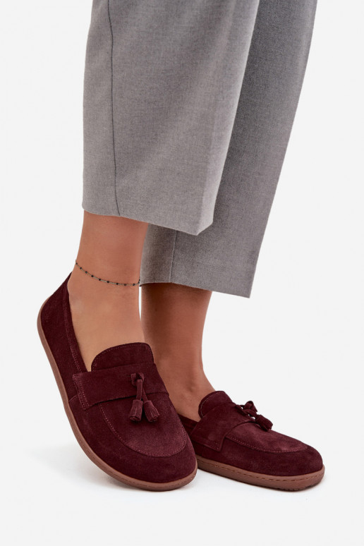 Oda Zomšiniai mokasinai Typu Barefoot Zazoo 322 bordo spalvos