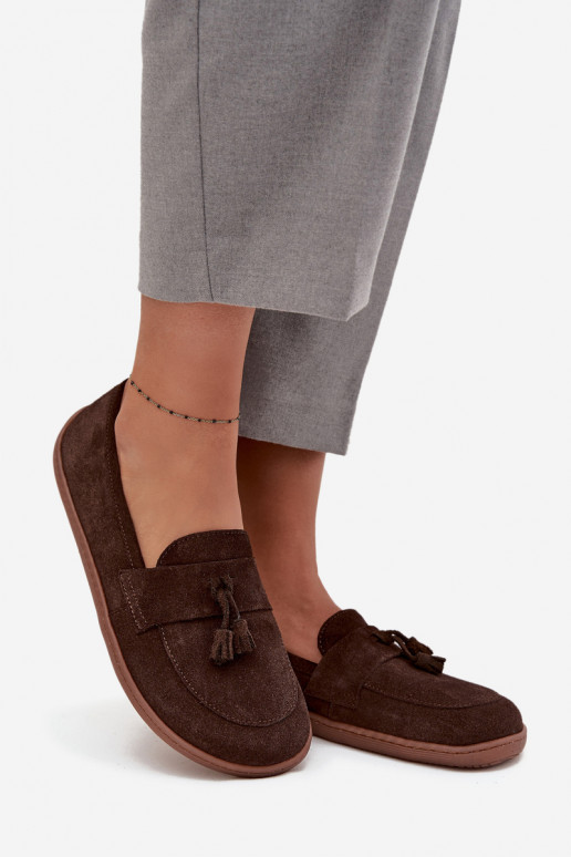 Oda Zomšiniai mokasinai Typu Barefoot Zazoo 322 CzekoladoĮe