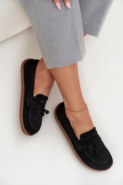 Oda Zomšiniai mokasinai Typu Barefoot Zazoo 322 juodos spalvos