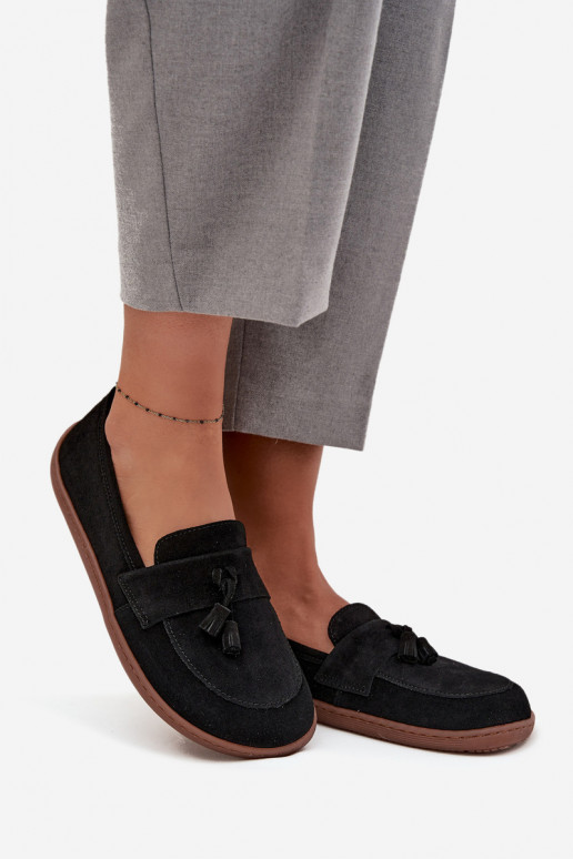 Oda Zomšiniai mokasinai Typu Barefoot Zazoo 322 juodos spalvos