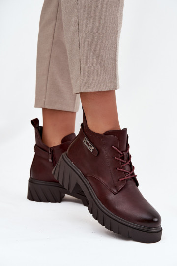 Žemas pašiltinti Moteriški aulinukai Klocke su dekoruotais kulnais bordo spalvos Therisse 2