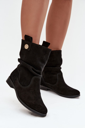 Oda Zomšiniai batai Moteriškas Su raukiniais pašiltinti Zazoo 4210 juodos spalvos