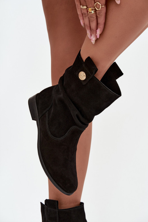 Oda Zomšiniai batai Moteriškas Su raukiniais pašiltinti Zazoo 4210 juodos spalvos Oda Zomšiniai batai Moteriškas Su raukiniais pašiltinti Zazoo 4210 juodos spalvos