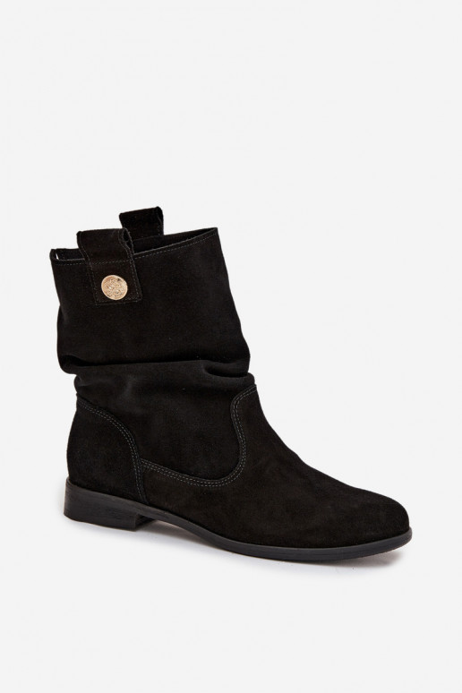 Oda Zomšiniai batai Moteriškas Su raukiniais pašiltinti Zazoo 4210 juodos spalvos Oda Zomšiniai batai Moteriškas Su raukiniais pašiltinti Zazoo 4210 juodos spalvos